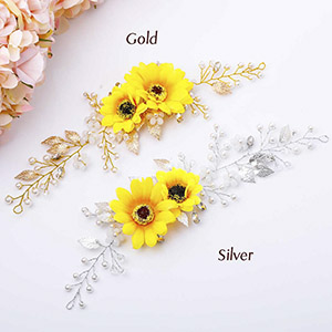 Aukmla sunflower wedding hair vine headpiece