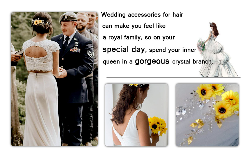 Aukmla Sunflower bridal headpiece Sunflower hair comb Sunflower headband Flower crown 