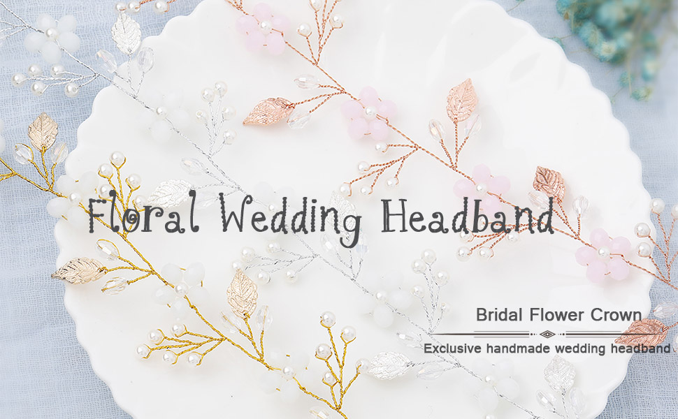 Aukmla Wedding Headband Blush bridal hair piece