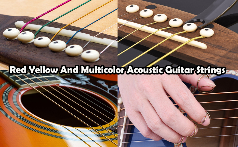 22 Pcs Acoustic Guitar Strings in 3 Colors With Metal Guitar Picks Musical Instruments
