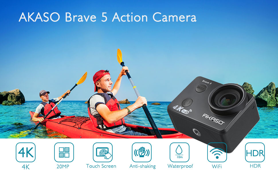 AKASO Brave 5 4K 20MP Waterproof Camera Touch Screen WiFi