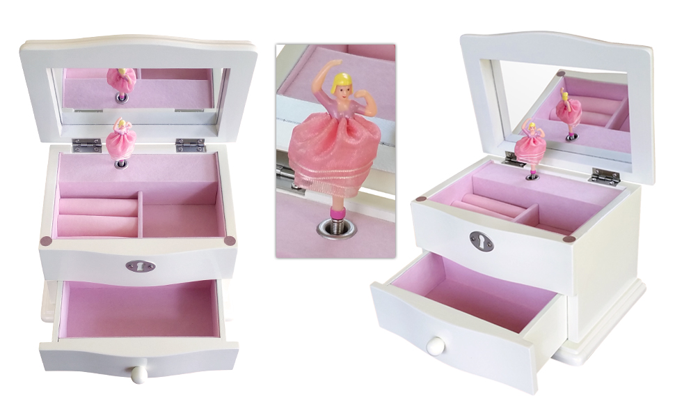 Mele & Co. Marianne Girl's Wooden Musical Ballerina Jewelry