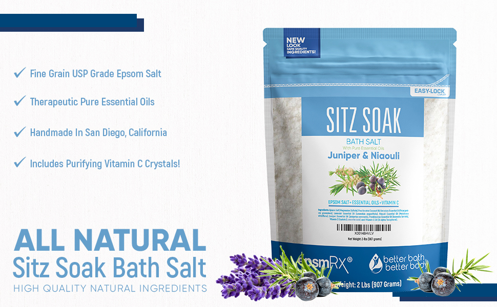 Sitz Bath Soak 32 Ounces Hemorrhoid Soak Epsom Salt with Natural