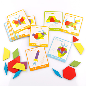 Coogam 130 Pcs Wooden Pattern Blocks Set