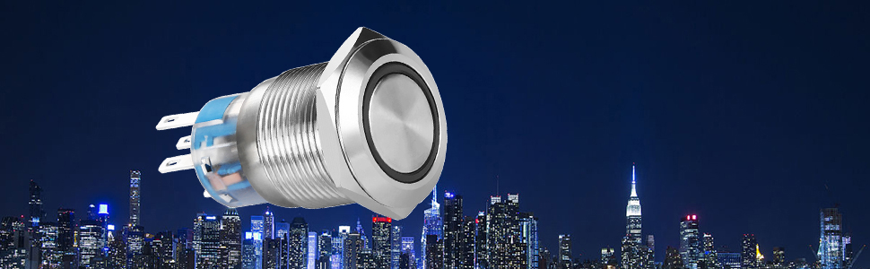 19mm red light push button switch