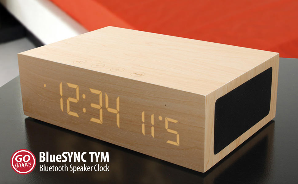 Bluetooth Digital Wooden Alarm Clock Speaker by GOgroove