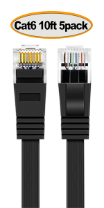 Cat6-10ft-Black-5Pack