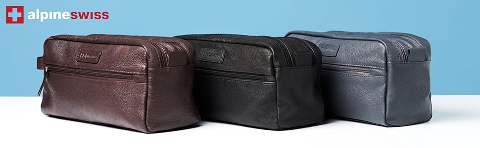 Alpine Swiss shaving kit dopp kit overnight toiletry bag travel case vanity bag leather dopp kit