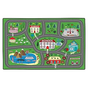 Amazon Com Kids Rug Street Map Play Mat Theme Park Educational Baby Area Rugs City Life Cars Roads Child Large Carpet For Playroom Nursery Bedroom Living Room Classroom 47 X 62 School Yard Toys