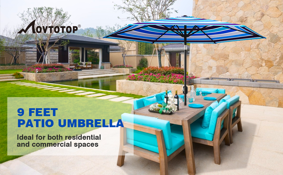 Amazon Com Movtotop Patio Umbrella 9ft Upf 50 Premium Outdoor