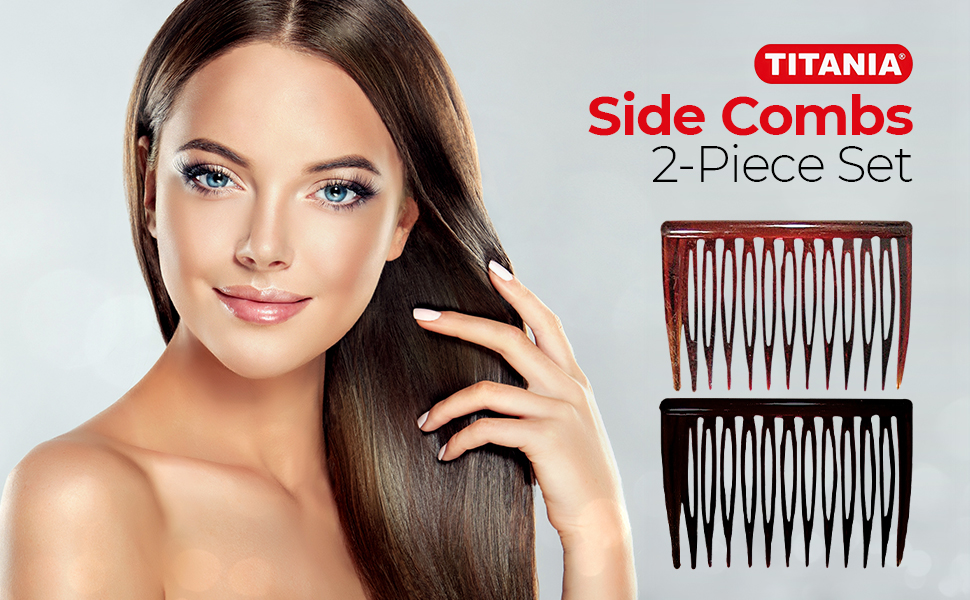 Titania Side Combs, Black, 2 Count Decorative Hair Piece