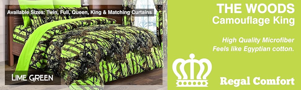 Amazon Com Spring Cleaning Sale Lime Camouflage King Size 8pc Comforter Sheet Pillowcases And Bed Skirt Set Camo Bedding Sheet Set For Hunters Teens Boys And Girls Home Kitchen