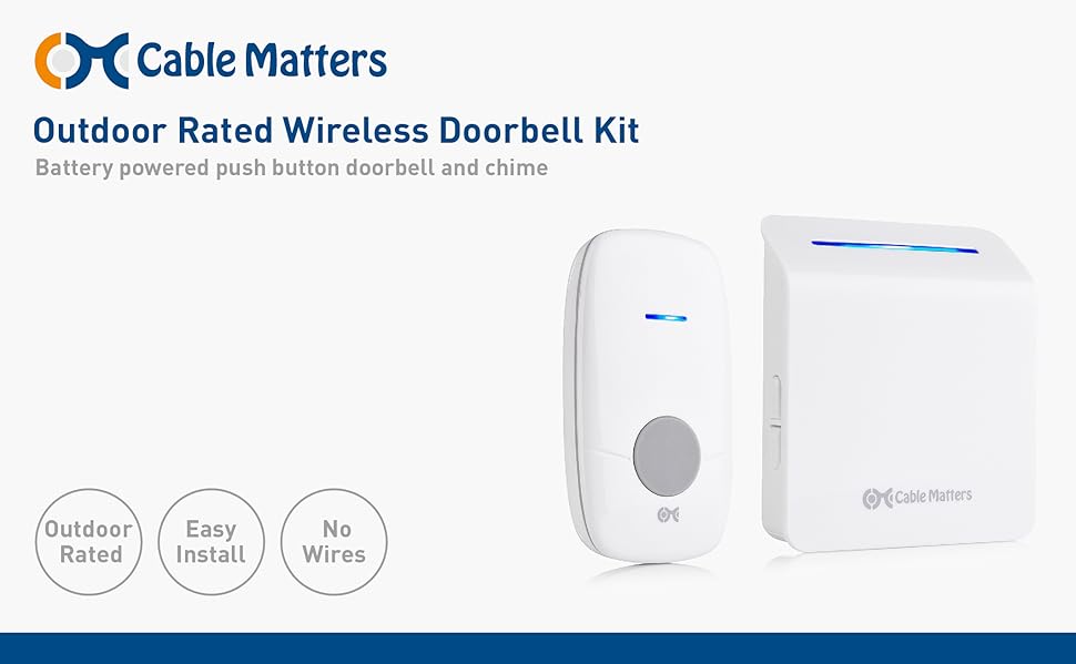 Amazon.com: Cable Matters Outdoor Rated Wireless Doorbell