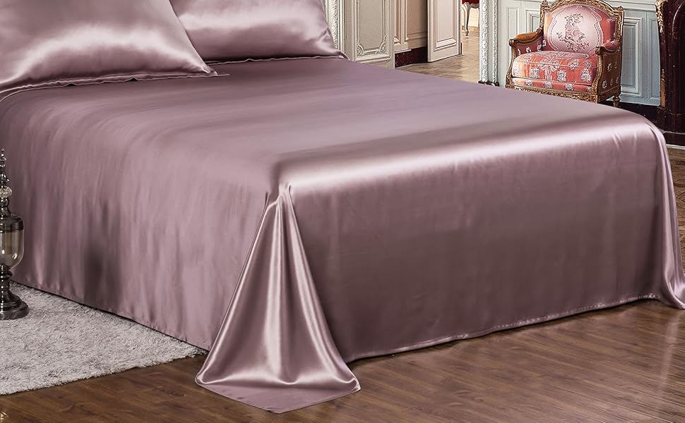 THXSILK 19mm Silk Flat Sheet, 1 Flat Sheet ONLY, High End Collection Silk Bed Sheet