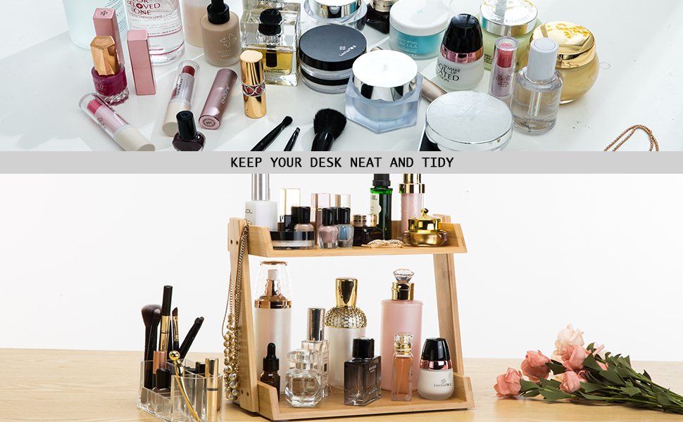 Makeup shelf with 2 layers