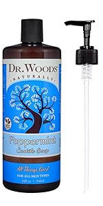 dr woods peppermint castile soap naturally organic all things good for all skin types with pump
