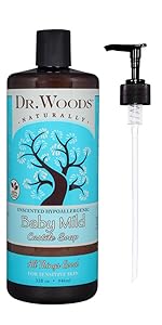 dr woods naturally baby mild castile soap unscented hypoallergenic for all skin types