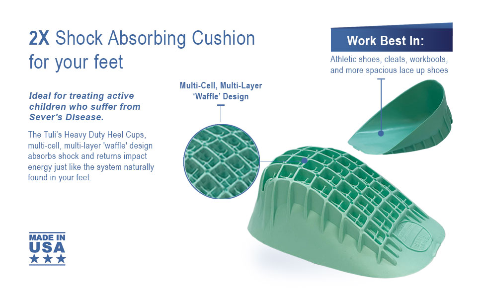Tuli’s Heavy Duty Heel Cups, Cushion Inserts for Sever's