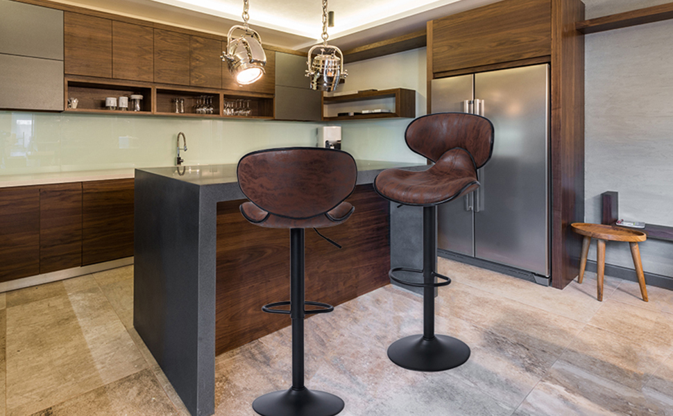 SUPERJARE Set of 2 Adjustable Bar Stools Home & Kitchen