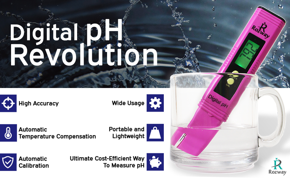 Rozway Digital PH Meter / PH Tester / Mini Water Quality Tester for