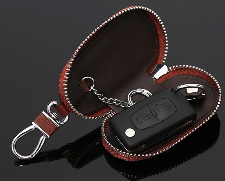 Car Key Case, Uptsky Car Keychain Cover Holder Leather Key Pouch for Mens Remote