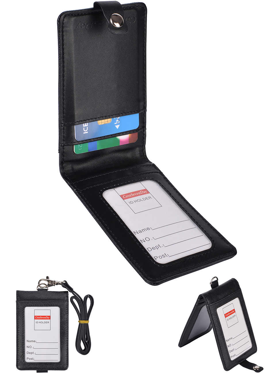 Cmxsevenday A7912 Folding PU Leather ID Card Holder with 2 ID Window