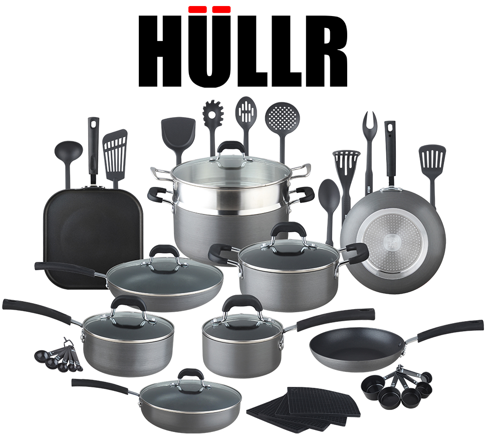 HULLR 40Pieces All In One Essentials Hard Anodized Pots
