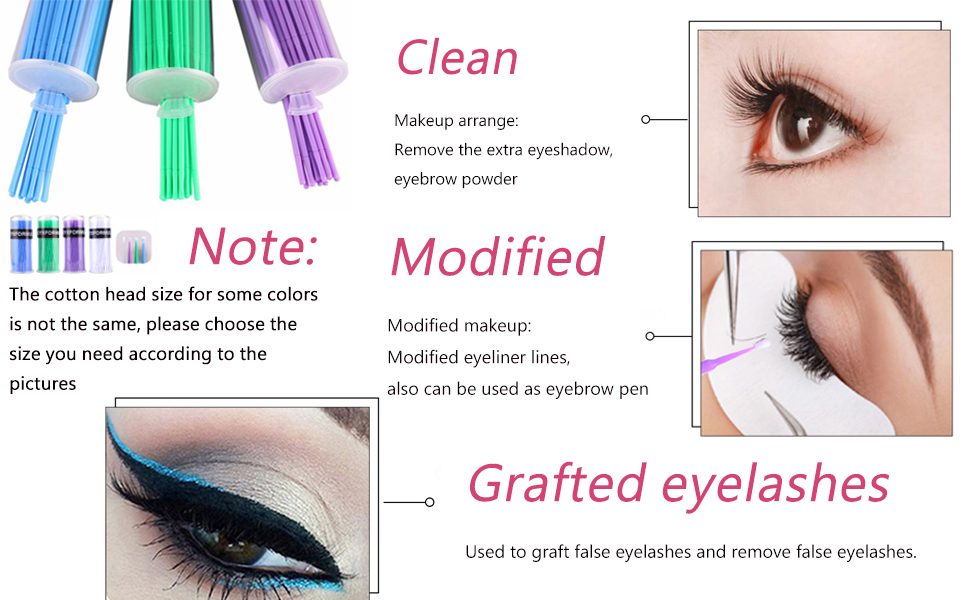 400 Pcs Microswabs for Eyelash Extensions, 4 Size Tipped