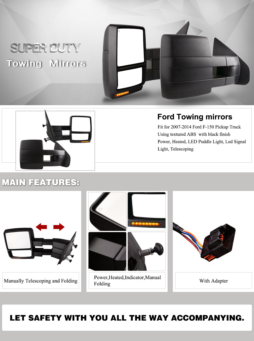 Amazon.com: YITAMOTOR Ford Towing Mirrors, Ford F150 Power ... wiring diagram f250 folding mirrows 