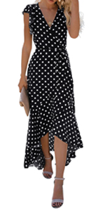 Floral Print Cross V Neck Dress Boho Flowy Long Maxi Dresse