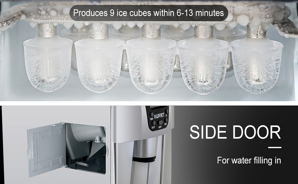 KUPPET 2 in 1 Countertop Ice Maker Water Dispenser, Ready in 6min, Produces 36 lbs