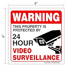 6" x 6", 6x6 sign, large sign, small sign, small video sign, small surveillance sign, video stickers