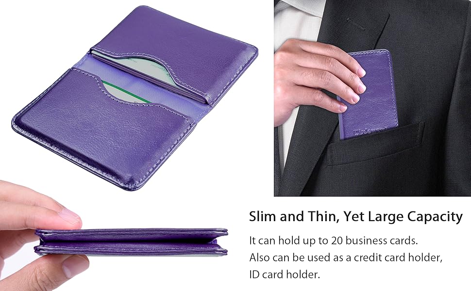 Business Card Holder, Wisdompro® 2Sided PU Leather Folio