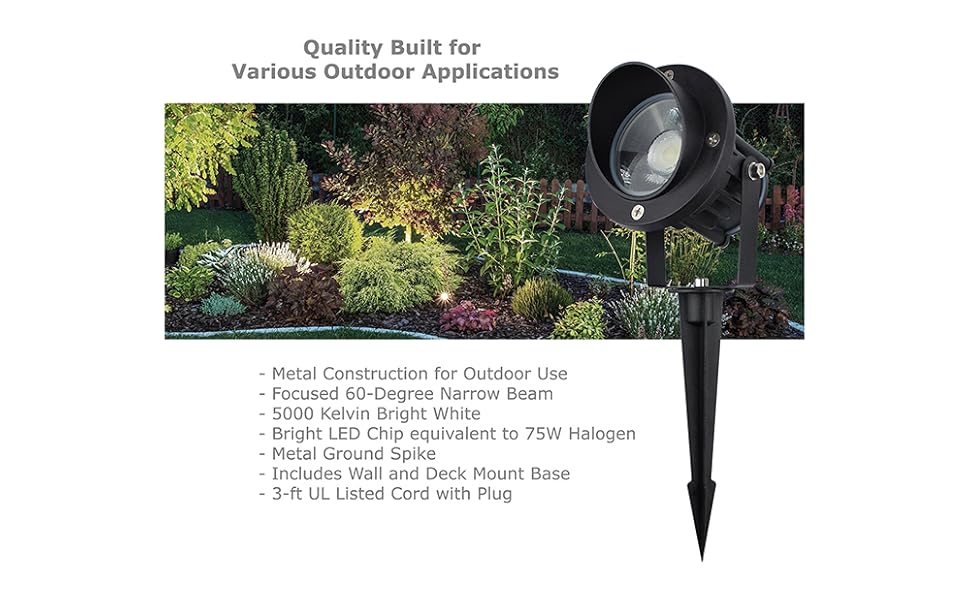 Amazon.com : J.LUMI GBS9809 LED Outdoor Spotlight 9W, 120V ... wiring 120v led garden lights 