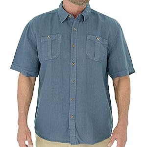 Amazon.com: short fin Men's Short Sleeve 100% Linen Shirt