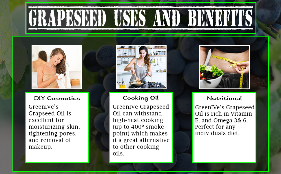GreenIVe Grape Seed Oil 100 Pure Cold Pressed Grape