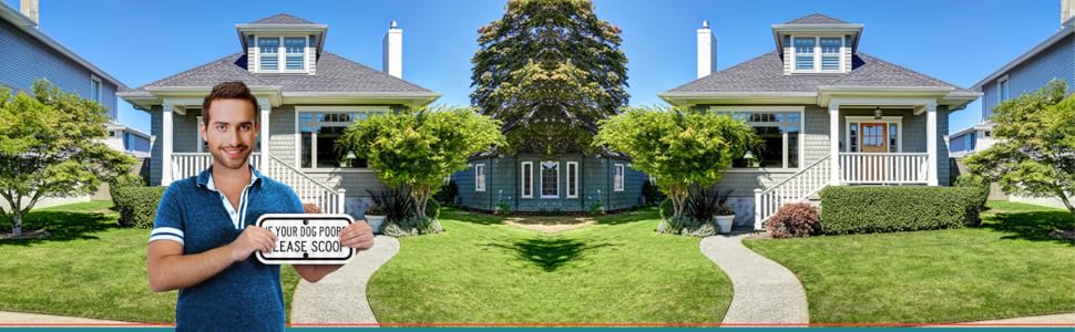 beware of dog if your dog poops please scoop pick up after your pet aluminum yard sign