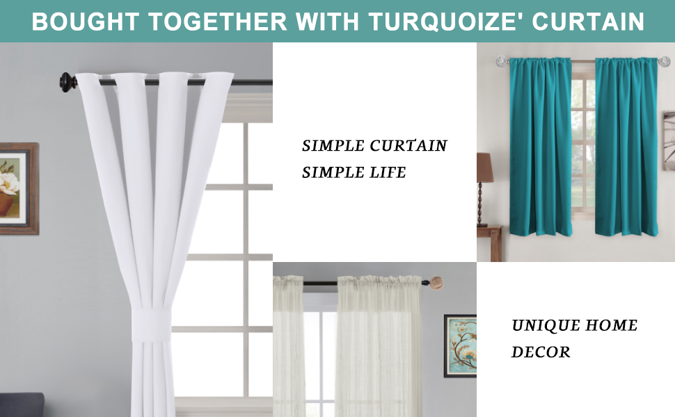 Turquoize Black Curtain Rods 2 Pack Extra Long Window