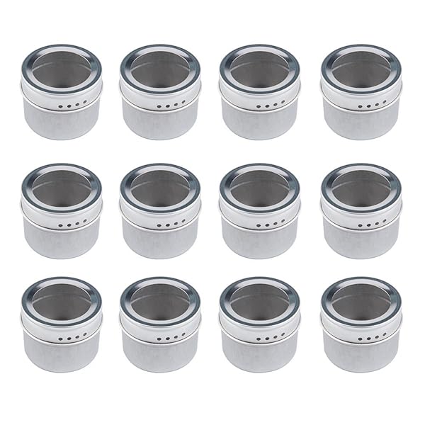 Bekith 12 Pack Spice Tins MultiPurpose Storage Tin, Clear Top