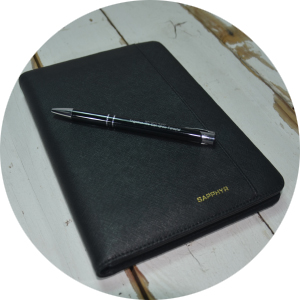 jr padfolio pen wood leather 
