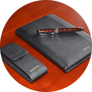 padfolio pen fountain leather saffiano
