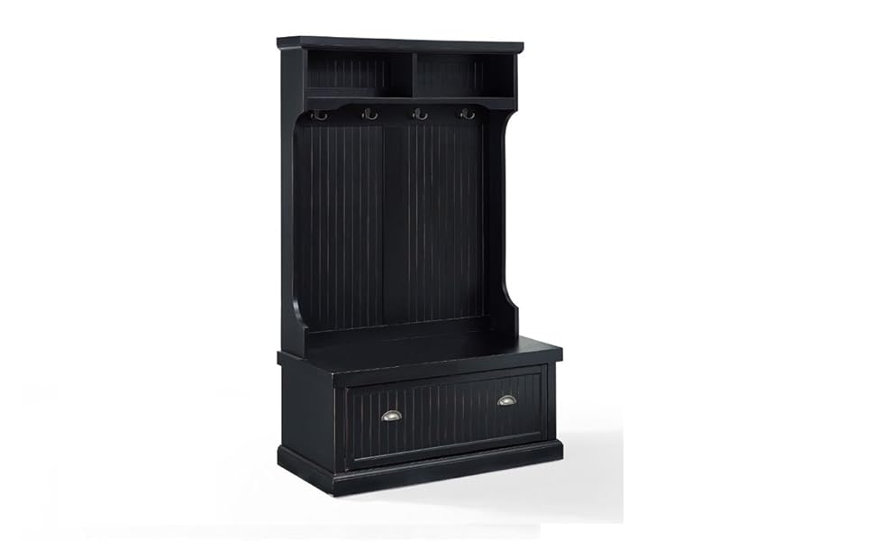 Pemberly Row Tall Entryway Hall Tree with Storage Bench in