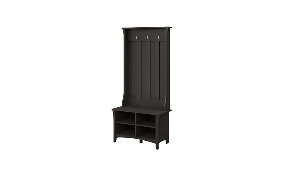 Pemberly Row Hall Tree with Storage Bench in Vintage Black