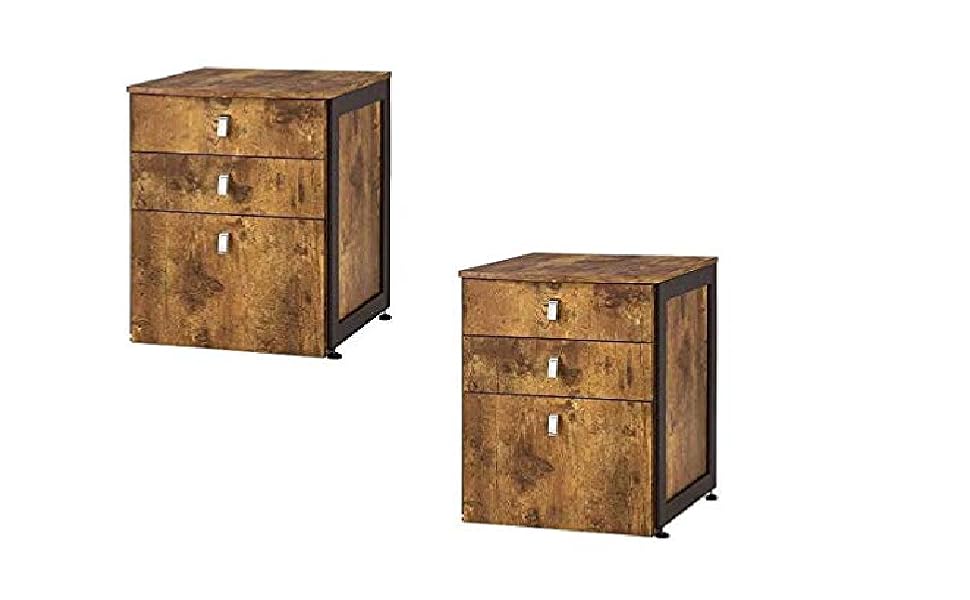 Amazon Com Set Of 2 3 Drawer File Cabinet In Antique Nutmeg