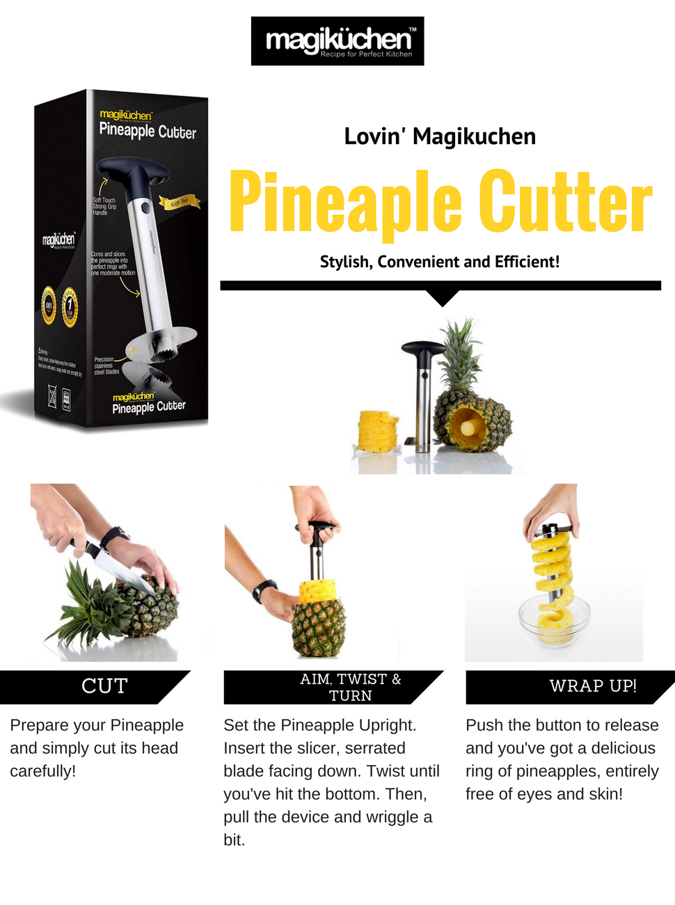 Magikuchen Professional Stainless Steel Pineapple Corer
