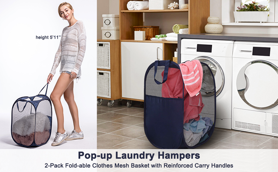 PopUp Hamper, Magicfly Foldable PopUp Mesh Hamper with