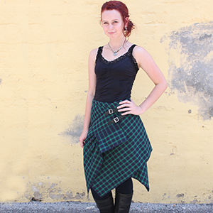 Green tartan plaid skirt