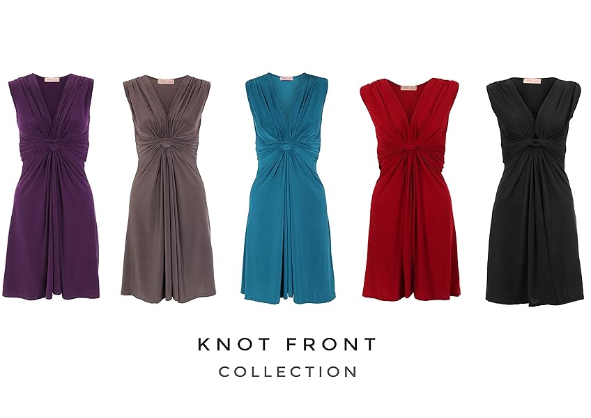 KRISP Womens Casual Party Twist Knot Front Flowy Midi