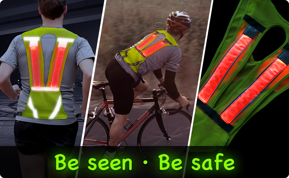 Vizpet Reflective Running Vest Led Safety Vest with Adjustable Waist