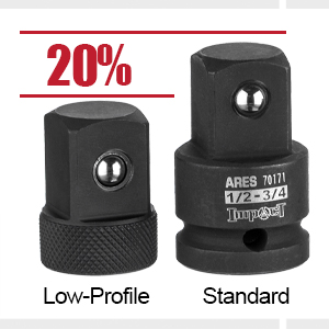 ARES low profile adapters are 20% smaller and perfect for tight spaces